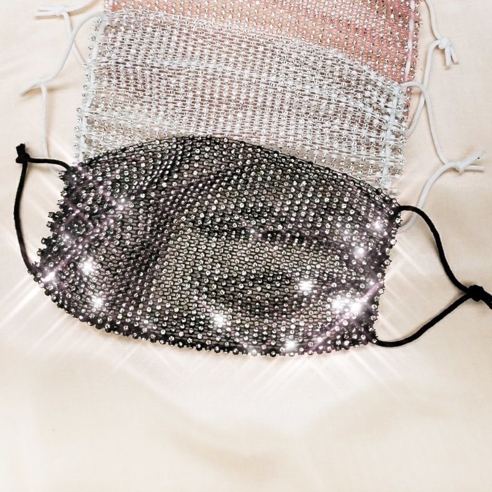 LAST 1 -PINK Rhinestone Bling Mask Cover - Picture 2 of 4
